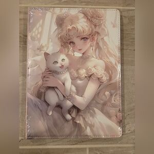 Elegant Anime Art Print with Cat